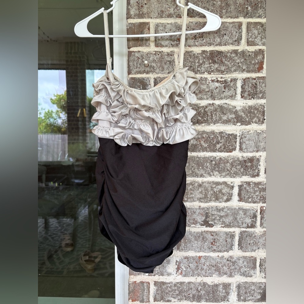 Albion Ruffled One Piece in Black and Cream